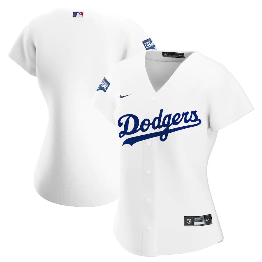 Womens Los Angeles Dodgers Nike White 2020 World Series Champions Home Replica Team MLB Jerseys->women mlb jersey->Women Jersey